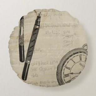 Coussins Ronds Stylos-plumes et Watchface avec des notes