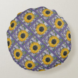 Coussins Ronds Sunflower Medley Lavendar Motif