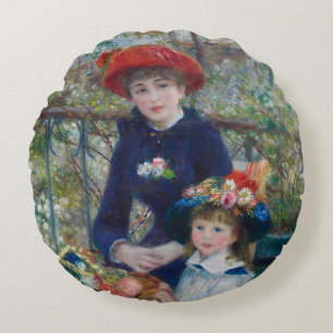 Coussins Ronds Sur la terrasse, portrait impressionniste, Renoir