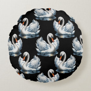 Coussins Ronds Swan Birds Design Motif