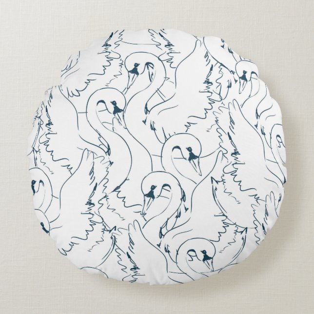 Coussins Ronds Swan Pattern Seamlessswan, pattern, abstract, back (Devant)