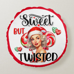 Coussins Ronds Sweet de Noël rétro sur Pinup tordu