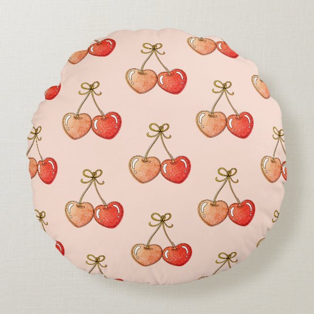 Coussins Ronds Sweetheart Cherries (Devant)