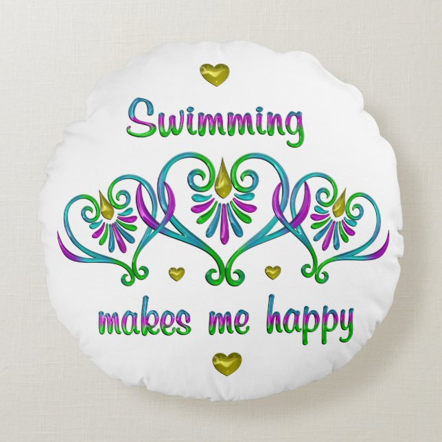 Coussins Ronds Swimming Makes Me Happy (Devant)