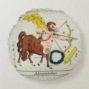 Coussins Ronds Symbole astrologique carte Sagittarius