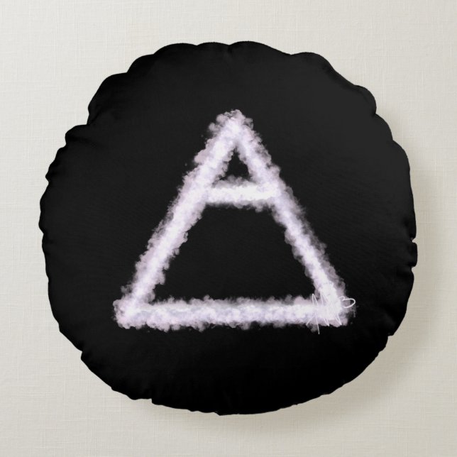 Coussins Ronds Symbole d'alchimie de l'élément d'air émietté (Devant)