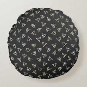 Coussins Ronds Symbole de baguette du cercle triangle gris-jaune