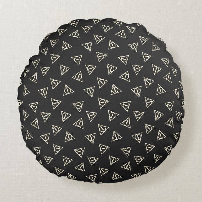 Coussins Ronds Symbole de baguette du cercle triangle gris-jaune  (Devant)
