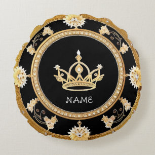 Coussins Ronds Symbole de couronne royale ornée élégante