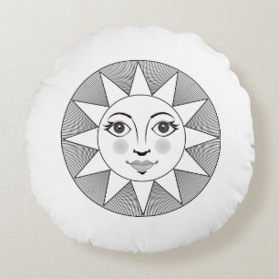 Coussins Ronds Symbole de l'astronome noir et blanc