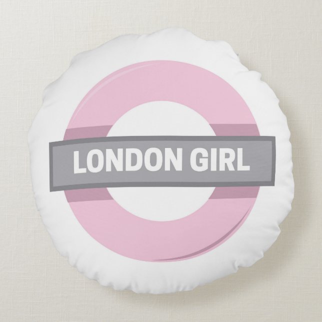 Coussins Ronds SYMBOLE DE MÉTRO DE LA FEMME DE Londres (Dos)