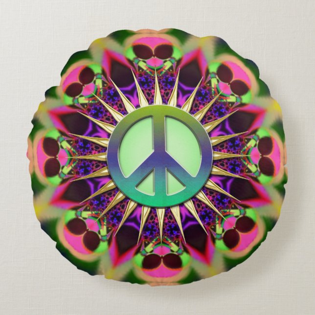 Coussins Ronds SYMBOLE DE PAIX Alien rose super (Devant)