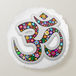 Coussins Ronds Symbole de yoga floral Namaste