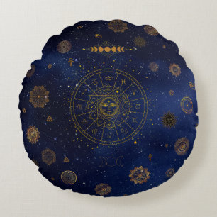 Coussins Ronds Symbole magique de Protection Mandala Pagan Witch
