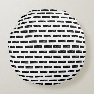 Coussins Ronds Symbole mathématique "Minus" noir et blanc Lino Cu