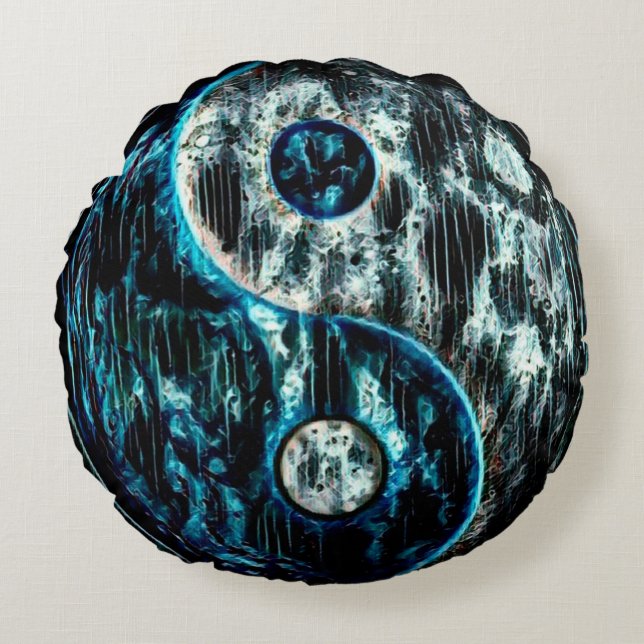 Coussins Ronds Symbole Ninja Nomad Dark Chi Yin Yang (Devant)