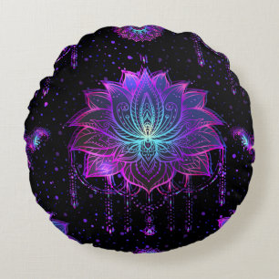 Coussins Ronds Symbole orange Lotus Fleur sans couture