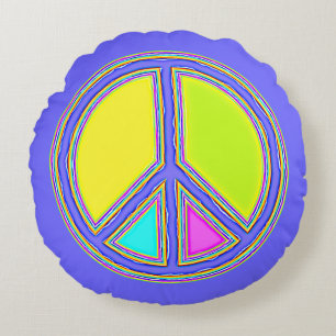 Coussins Ronds Symbole PAIX avec des couleurs remplies