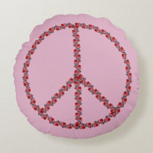 Coussins Ronds SYMBOLE rose DE LA PAIX