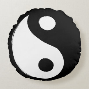 Coussins Ronds SYMBOLE YIN Yang Foncé et Lumière