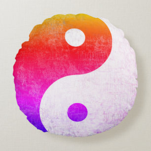 Coussins Ronds symbole zen coloré du yin-yang