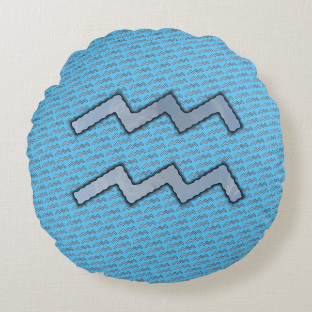 Coussins Ronds Symbole Zodiaque Aquarius Élément par Kenneth Yonc (Devant)