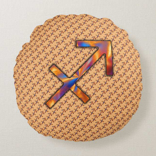 Coussins Ronds Symbole zodiaque Sagittatius Élément par K Yoncich (Devant)