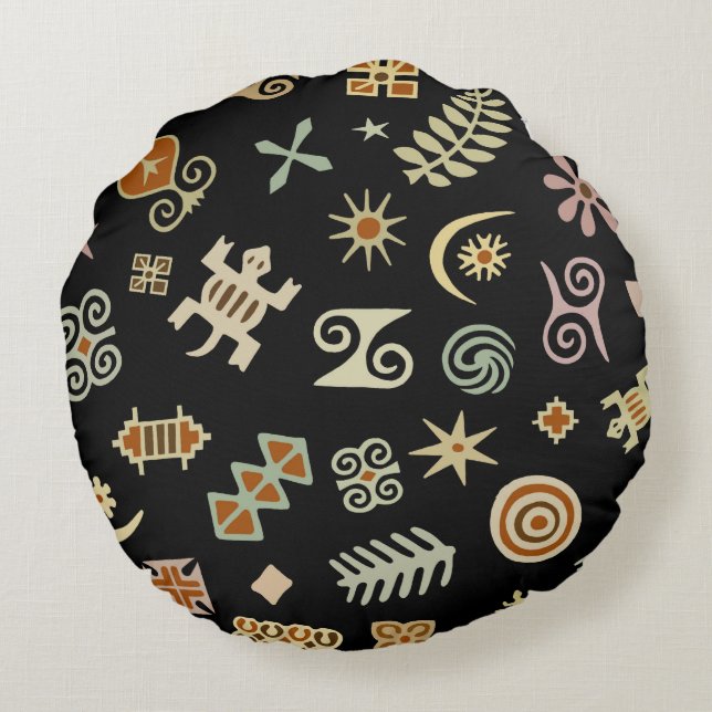 Coussins Ronds Symboles africains Adinkra (Dos)