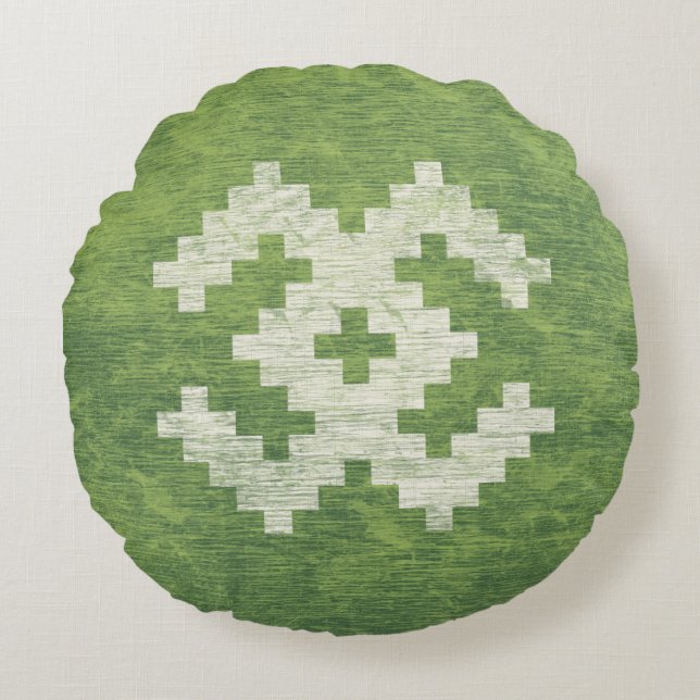 Coussins Ronds Symboles baltes Vert Vintage (Devant)