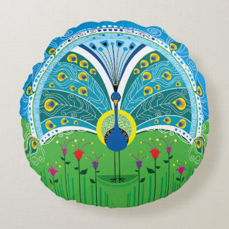 Coussins Ronds Symétrie de paon enchanteresse