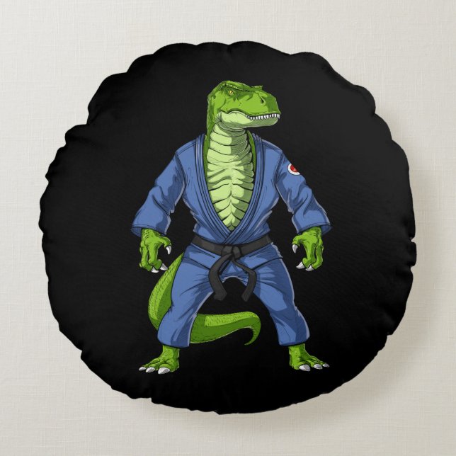 Coussins Ronds T-Rex Dinosaur Jiu-Jitsu (Devant)