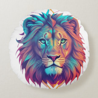 Coussins Ronds T-shirt Lion géométrique majestueux