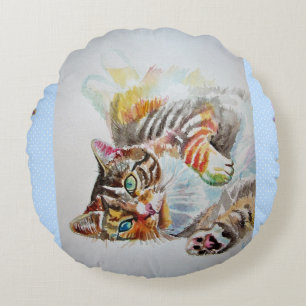 Coussins Ronds Tabby chats Chat Cute Funny Rond Cushion