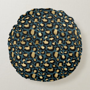 Coussins Ronds Taches de léopard Luxueuses Sombre Glam Sauvage