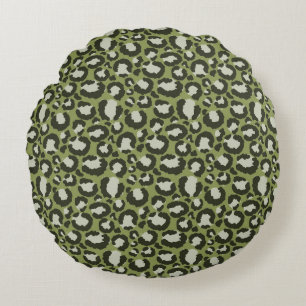 Coussins Ronds Taches de léopard vert mousse Imprimé animal glamo