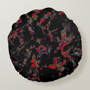 Coussins Ronds Taches rouges flashy sur base rocheuse gris foncé,
