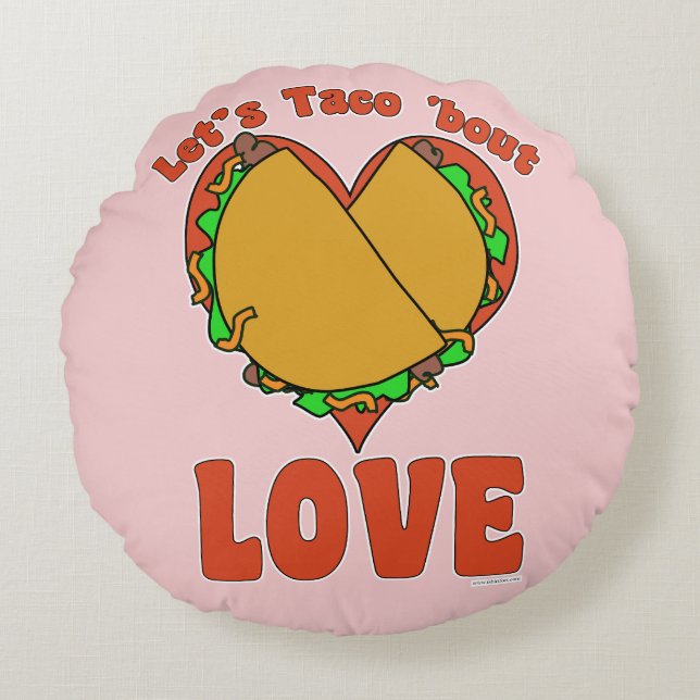 Coussins Ronds Taco Bout Love Drôle Nourriture Cartoon Moto Art (Devant)