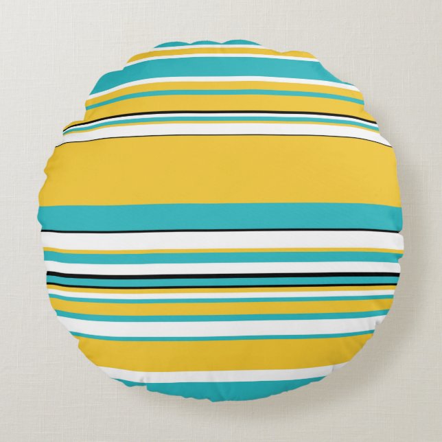 Coussins Ronds Tailles complexes - Turquoise et Jaune (Devant)