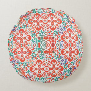Coussins Ronds Talavera Mexicaine : Collage Ethnique De Carreaux.