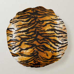 Coussins Ronds Tan & Gold Tiger Impression Lombage Arrondi