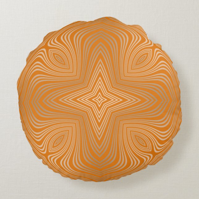 Coussins Ronds Tangerine Orange Gold Luxe Mandala (Dos)