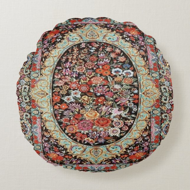 Coussins Ronds Tapis floral turc persan imprimé (Devant)