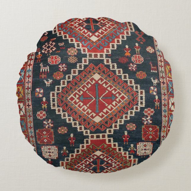 Coussins Ronds Tapis oriental d'antiquité persan turc Karbistan (Devant)