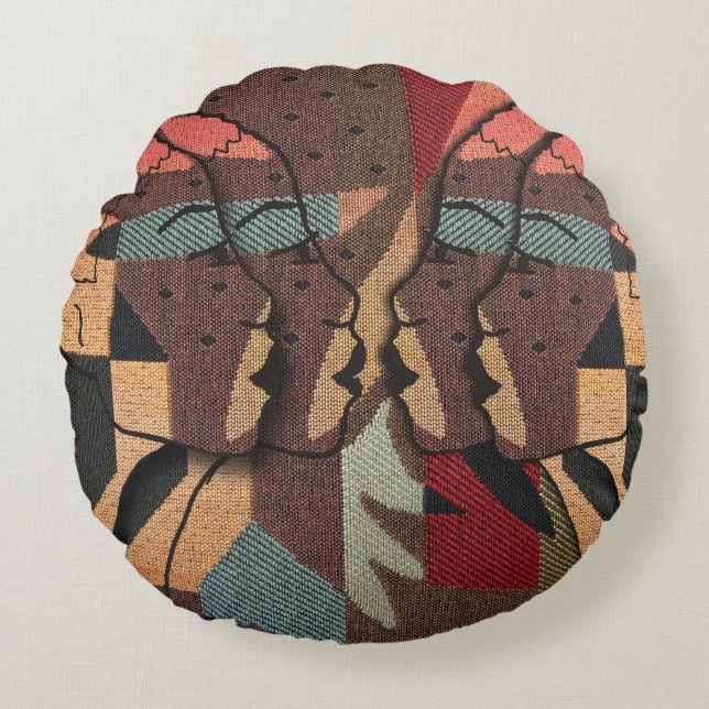 Coussins Ronds Tapisserie africaine (Devant)
