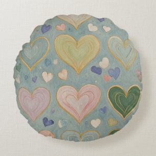 Coussins Ronds Tapisserie Pastel Heart