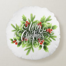 Tapisserie ronde de Noël Holly Merry