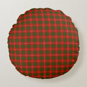 Coussins Ronds Tartan Bruce rouge vert carreaux