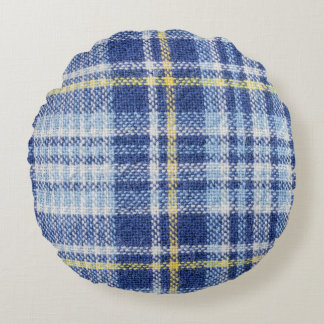 Coussins Ronds Tartan jaune bleu : Plaid tendance