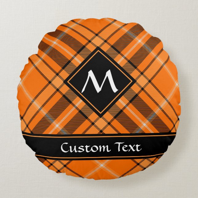 Coussins Ronds Tartan orange d'Halloween (Devant)