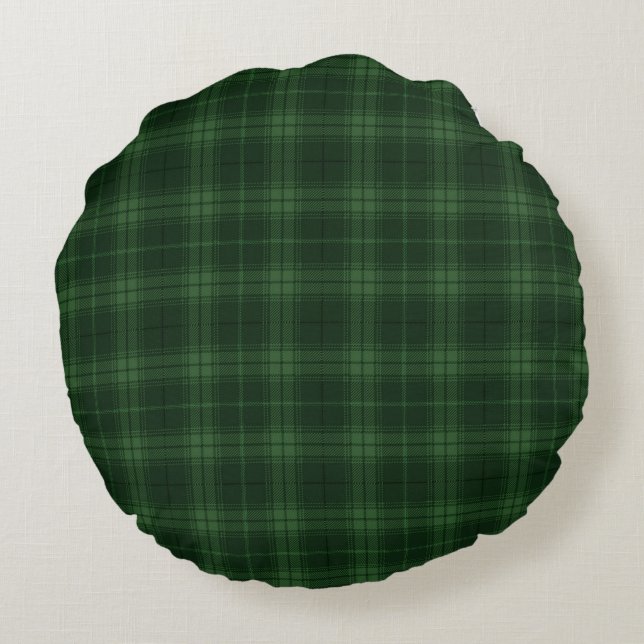 Coussins Ronds Tartan vert foncé Plaid Scottish Motif (Dos)
